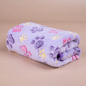 Soft Pet Dog Fleece Blanket Paw Print Dog Cat Mat Winter Warm Puppy Sleeping Blankets Bath Towel for Small Medium Large Dogs