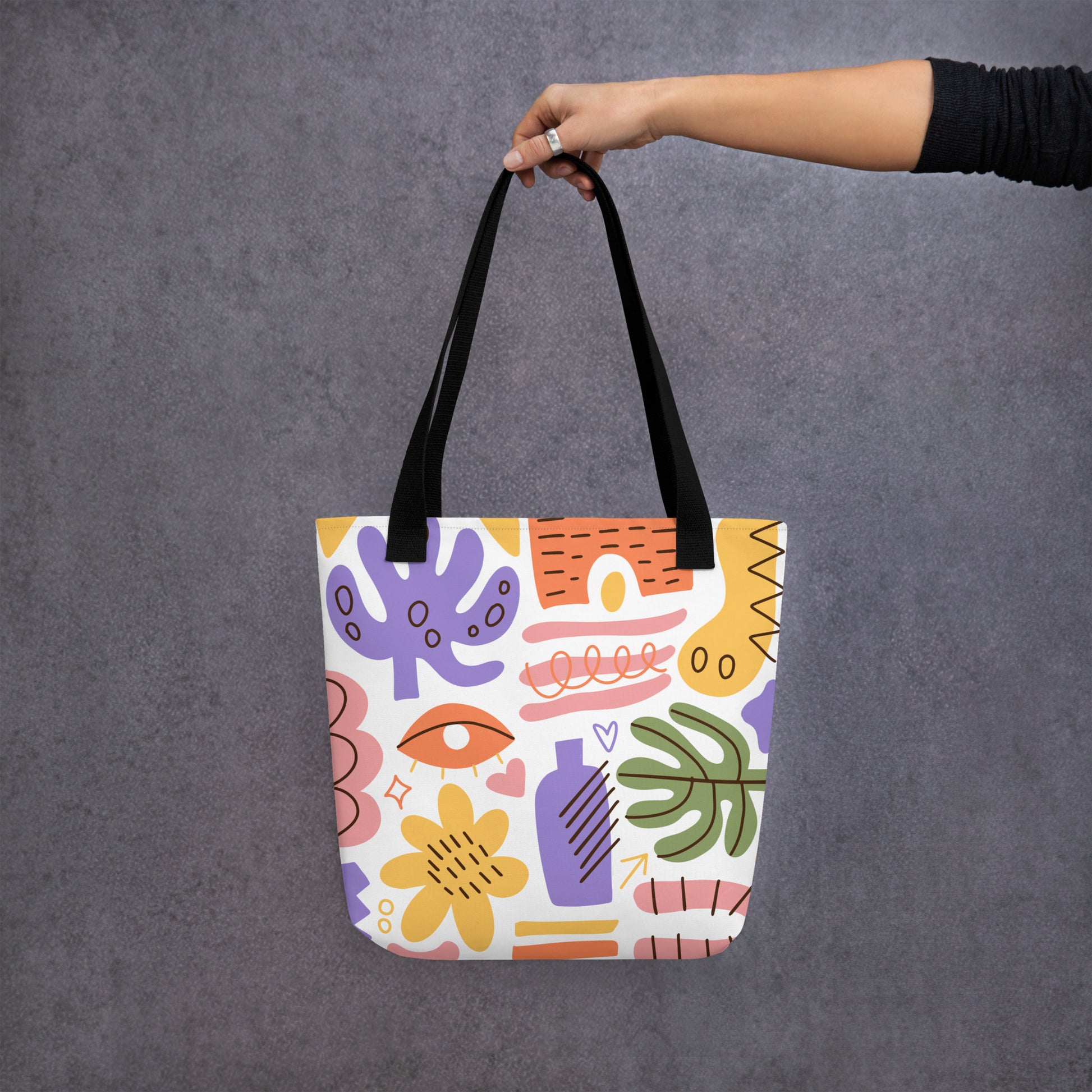 Colourful Abstract Canvas Tote Bag- Artistic Everyday Carryall