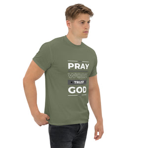 Pray Work Trust God Motivational T-Shirt